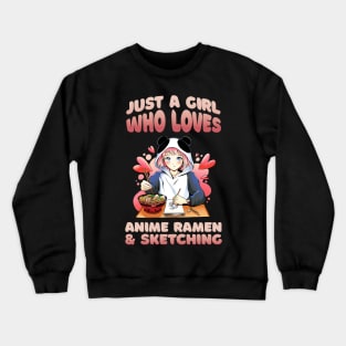 Anime Girl Ramen Sketching Crewneck Sweatshirt